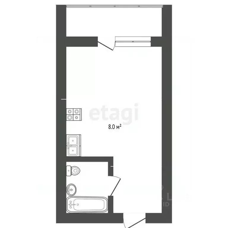 Студия Забайкальский край, Чита Хороший мкр, 6 (27.5 м) - Фото 2