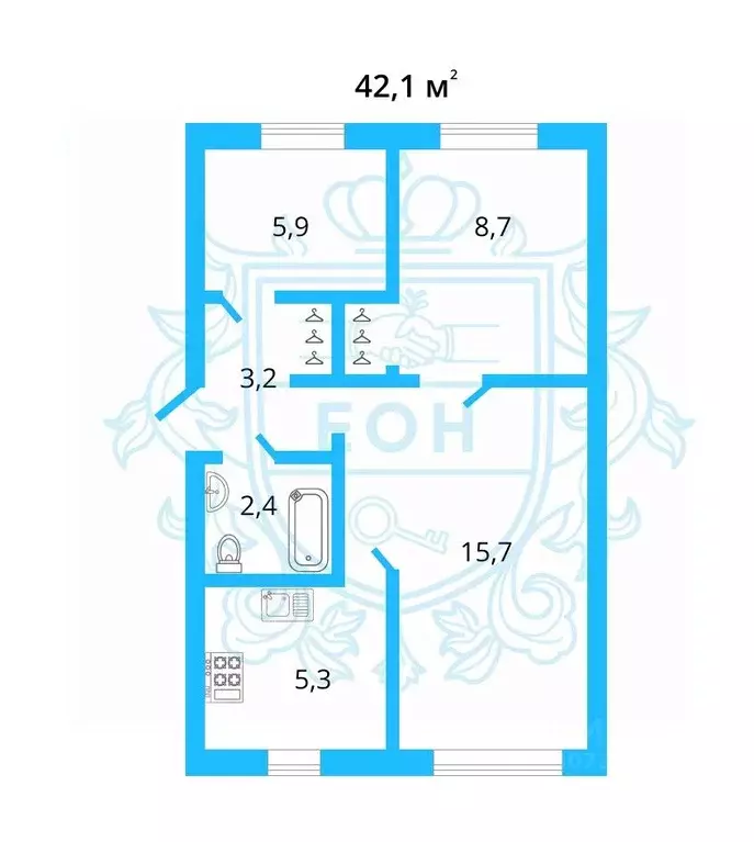 3-к кв. Санкт-Петербург ул. Тамбасова, 25К3 (42.1 м) - Фото 0