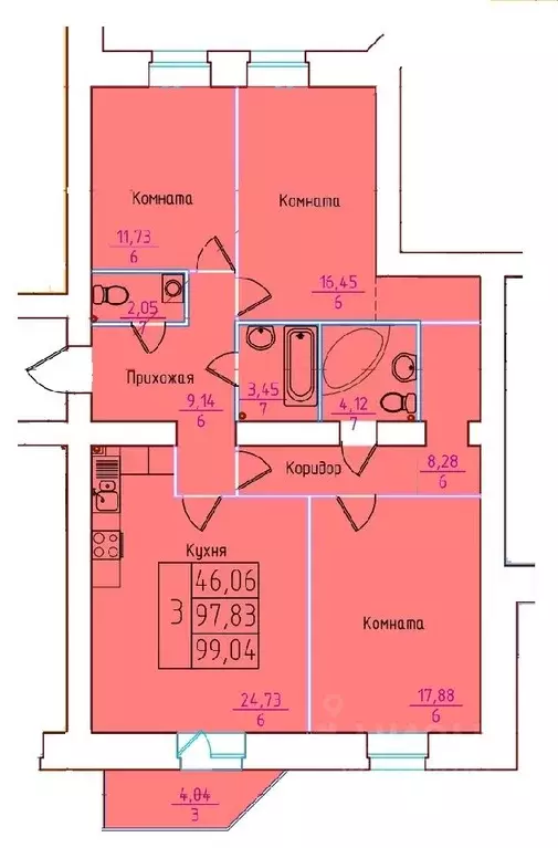 4-к кв. Архангельская область, Северодвинск ул. Торцева, 65 (99.04 м) - Фото 0