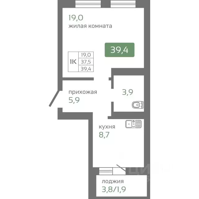 1-к кв. Красноярский край, Красноярск Норильская ул., с2 (39.4 м) - Фото 0