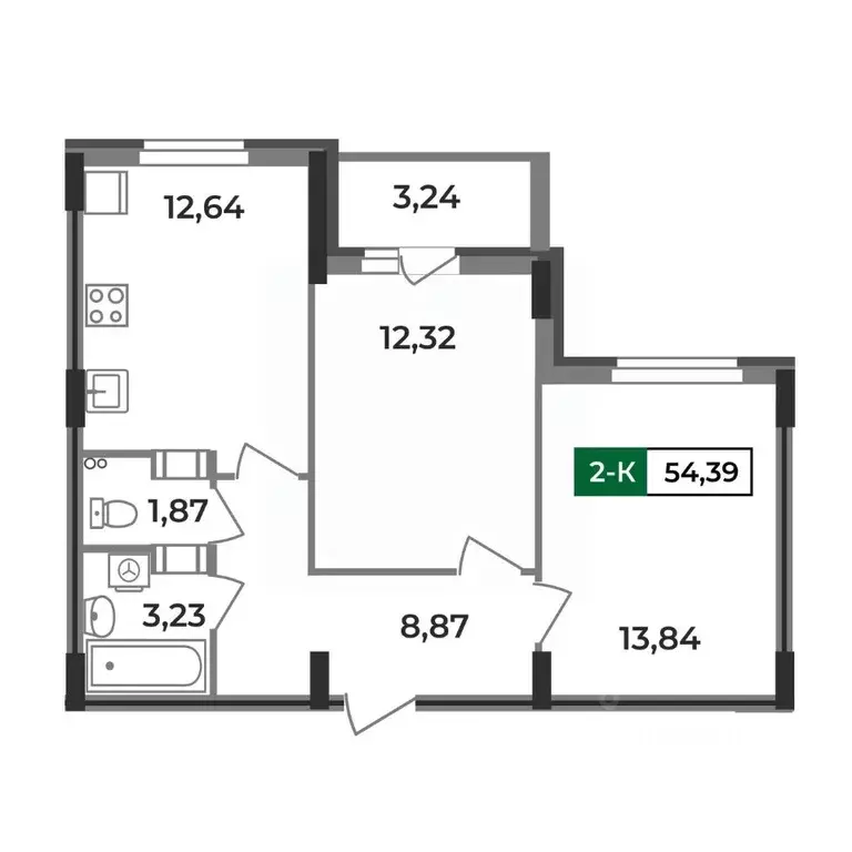 2-к кв. Владимирская область, Ковров Еловая ул., 11 (54.39 м) - Фото 0