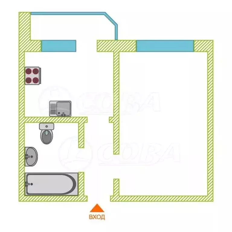1-комнатная квартира: деревня Патрушева, улица Петра Ершова, 7 (41 м) - Фото 1