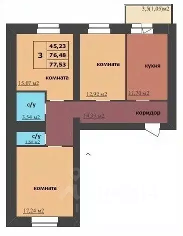 3-к кв. Ярославская область, Ярославль Ленинградский просп., 98/2 ... - Фото 1