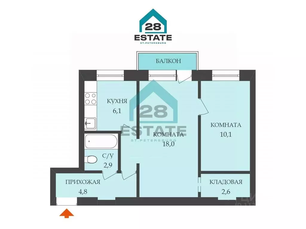 2-к кв. Ленинградская область, Коммунар г. Гатчинский муниципальный ... - Фото 2