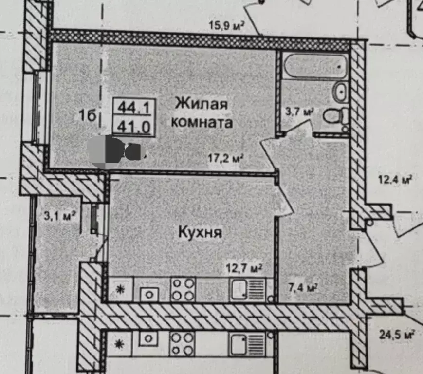 1-к кв. Тамбовская область, Тамбов ул. Имени С.И. Савостьянова, 3 ... - Фото 1