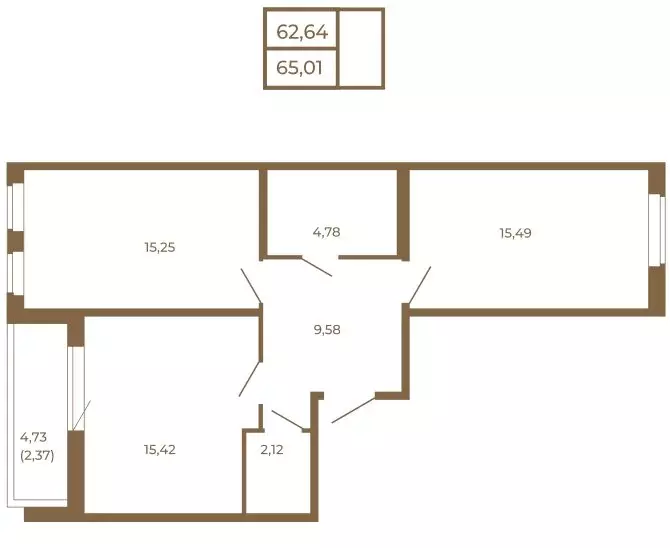 2-комнатная квартира: Сертолово, ЖК Новая История (65.01 м) - Фото 2