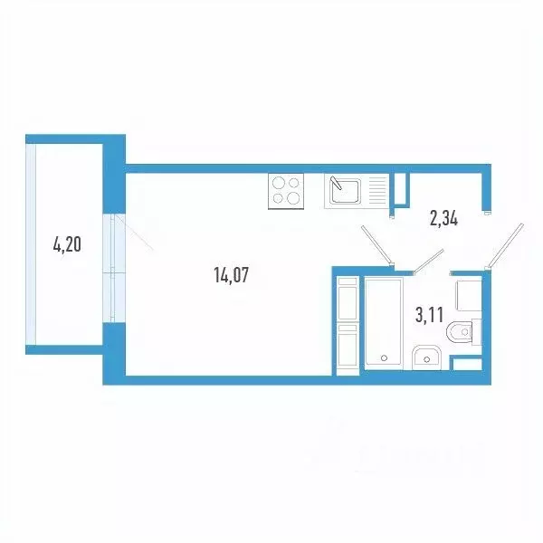 Студия Санкт-Петербург пос. Шушары,  (20.78 м) - Фото 0