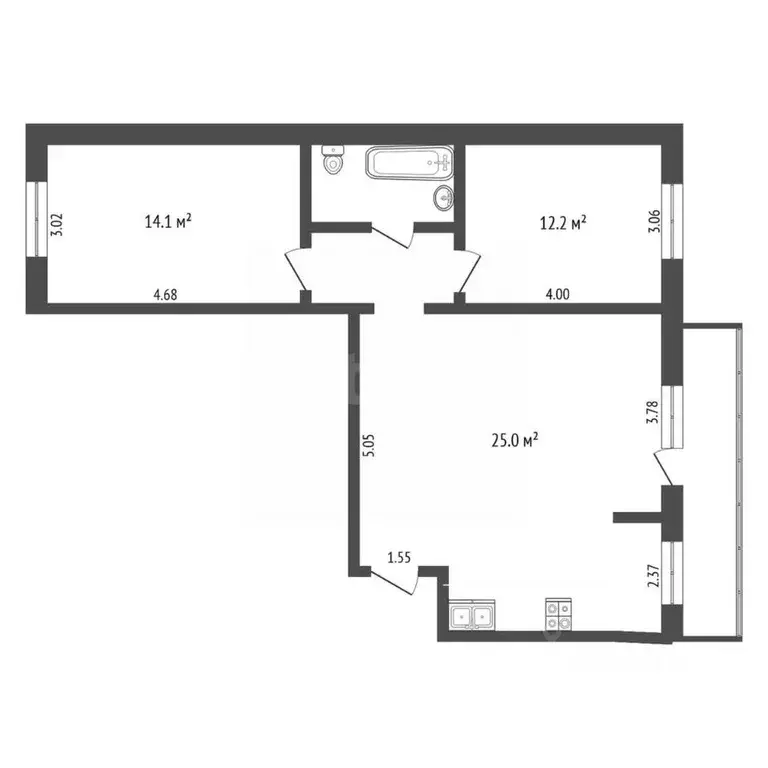 2-к кв. Тюменская область, Тюмень ул. Николая Федорова, 4 (67.5 м) - Фото 1