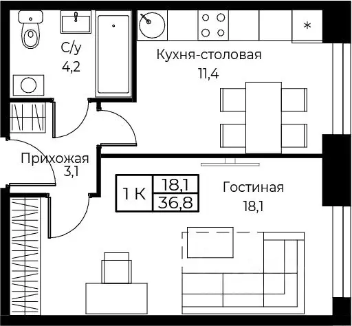 1-к кв. Москва ул. Наметкина, 10Д (36.8 м) - Фото 1