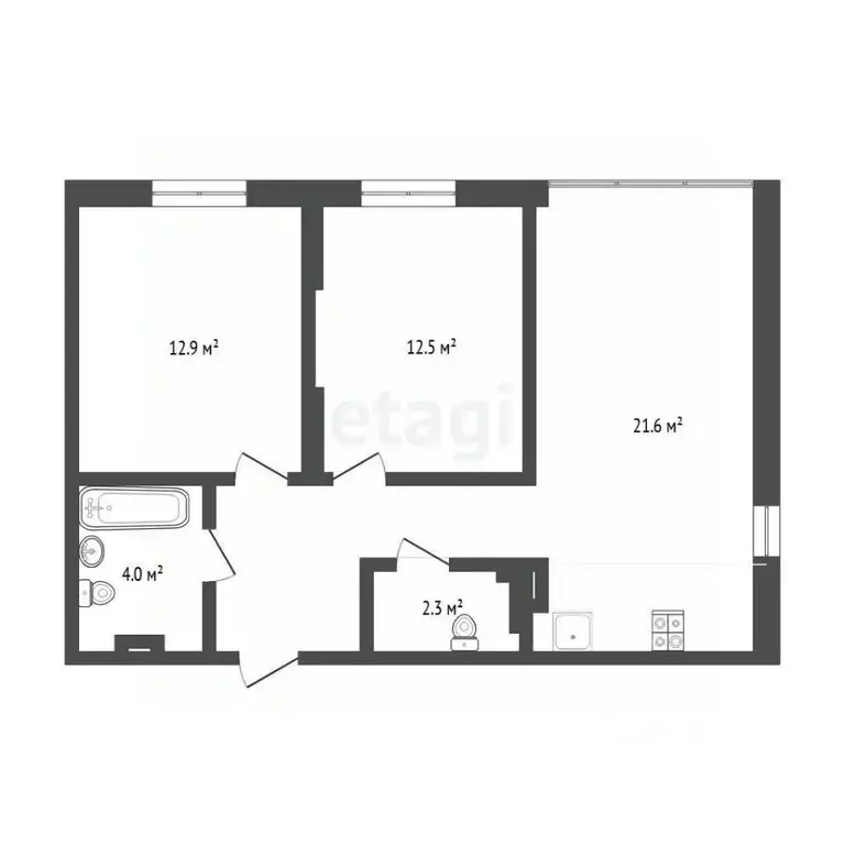 2-к кв. Тюменская область, Тюмень ул. Николая Глебова, 3 (59.3 м) - Фото 2