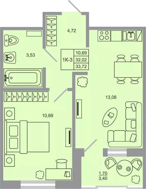 1-к кв. Ленинградская область, Всеволожский район, пос. Бугры Стороны ... - Фото 1