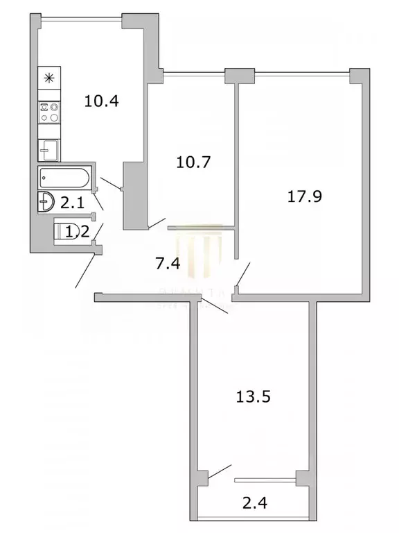 3-к кв. Санкт-Петербург ул. Маршала Захарова, 9 (63.8 м) - Фото 1