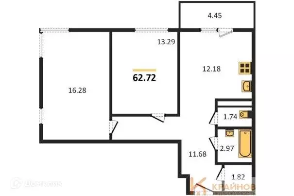 Продаётся 2-к квартира, 62.72 м - Фото 0