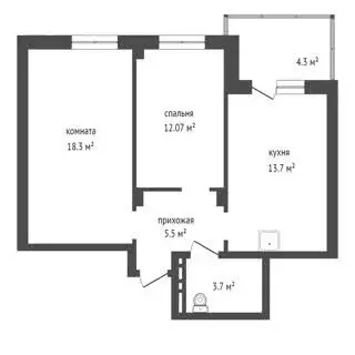 2-комнатная квартира: Красноярск, улица Лесников, 37 (52.6 м) - Фото 0