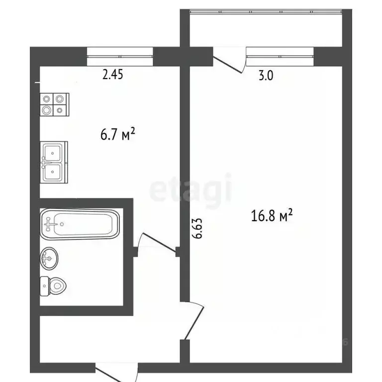 1-к кв. Калужская область, Калуга Тульская ул., 67 (31.2 м) - Фото 1