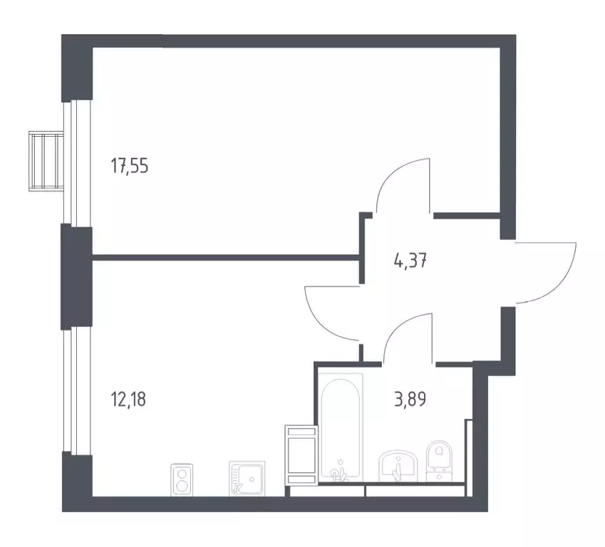 1-комнатная квартира: село Ям, улица Мезенцева, 16 (37.4 м) - Фото 1