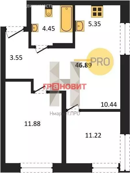 2-комнатная квартира: Новосибирск, улица Кирова, 113/2 (46.6 м) - Фото 0