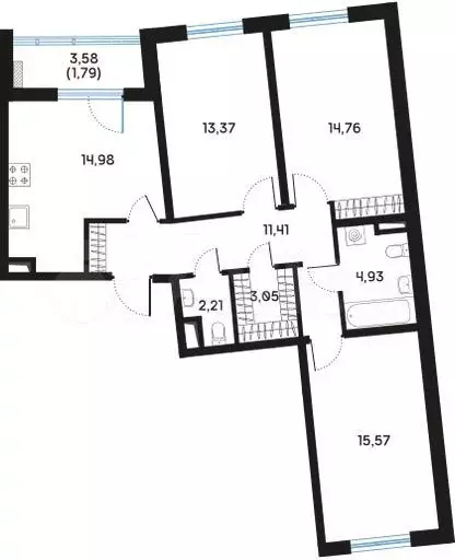 3-к. квартира, 82,7 м, 8/9 эт. - Фото 0