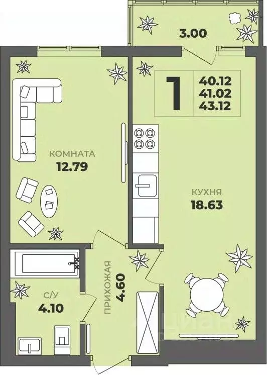 1-к кв. Калининградская область, Калининград ул. Генерала Толстикова, ... - Фото 1