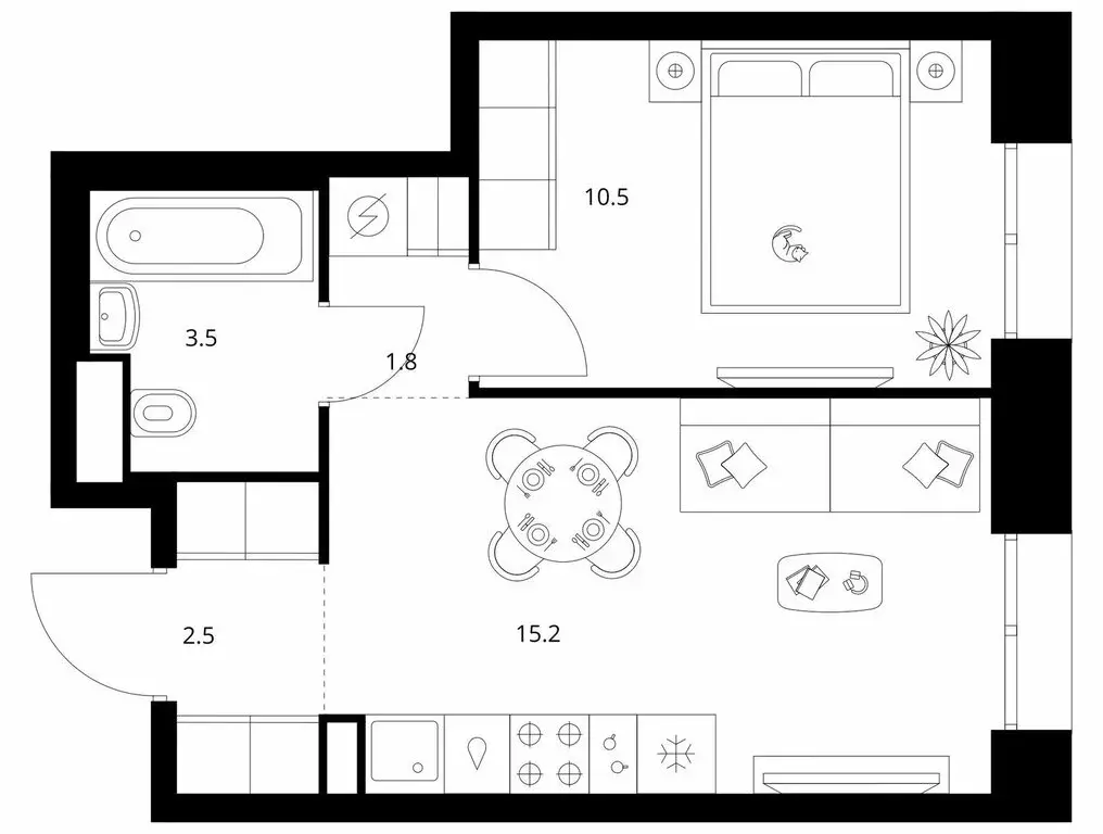 1-комнатная квартира: Москва, улица Маршала Прошлякова, 12к2с1 (33.5 ... - Фото 1