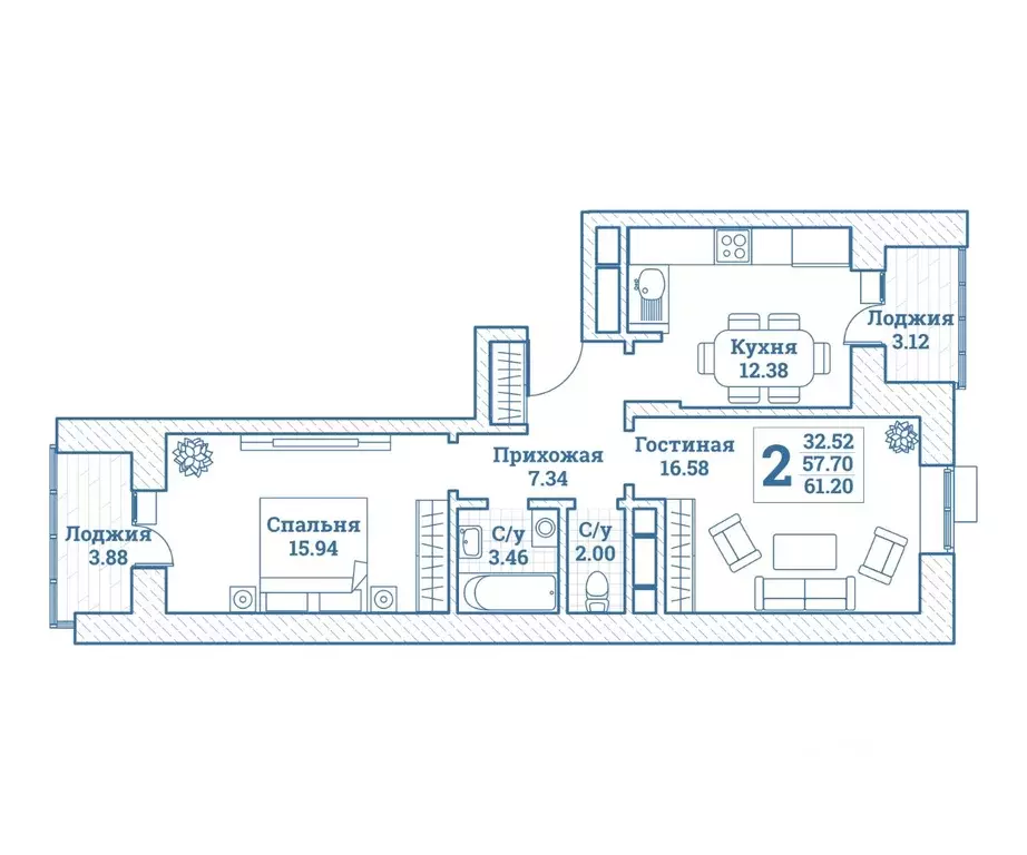2-к кв. Московская область, Щелково городской округ, Монино пгт ... - Фото 1
