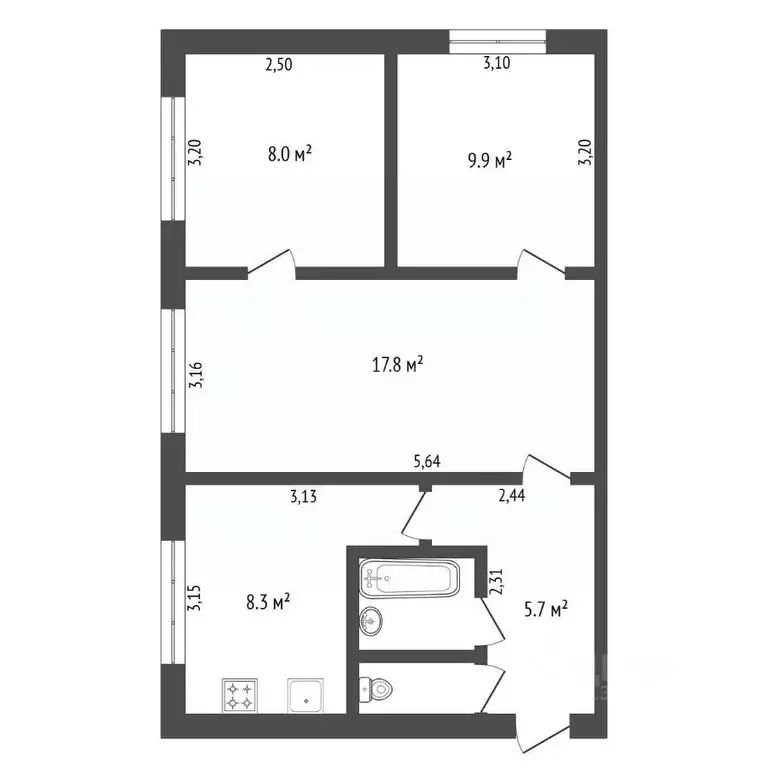 3-к кв. Амурская область, Благовещенск 2-й мкр, ул. Кантемирова, 11 ... - Фото 2