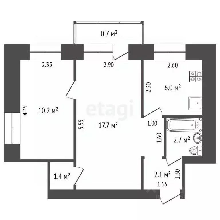 2-к кв. Забайкальский край, Чита Смоленская ул., 49 (40.1 м) - Фото 1