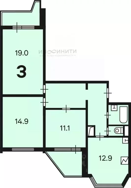 3-к кв. Москва Полярная ул., 22 (76.0 м) - Фото 2