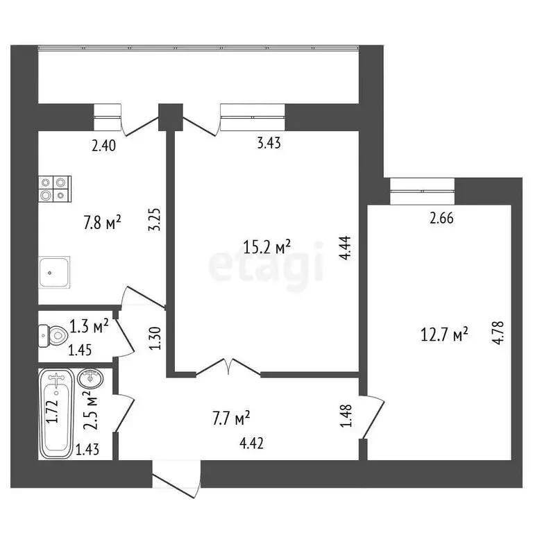 2-комнатная квартира: Самара, улица Скляренко, 17 (50.2 м) - Фото 1