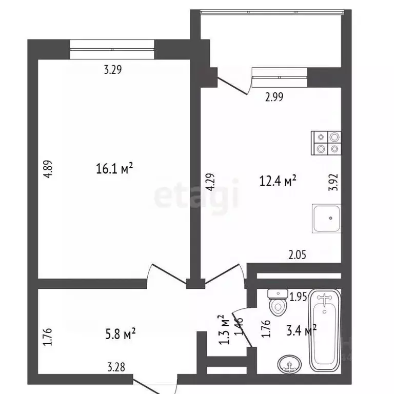 1-к кв. Тюменская область, Тюмень ул. Александра Протозанова, 16 (38.9 ... - Фото 2