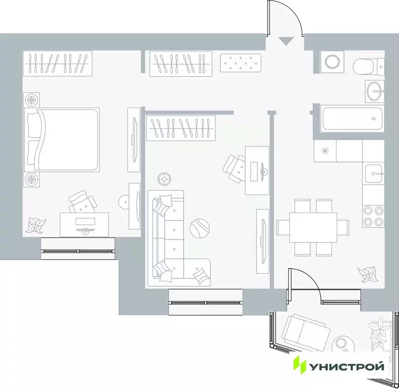 2-к кв. Пермский край, Пермь Рионская ул., 4А (55.67 м) - Фото 1