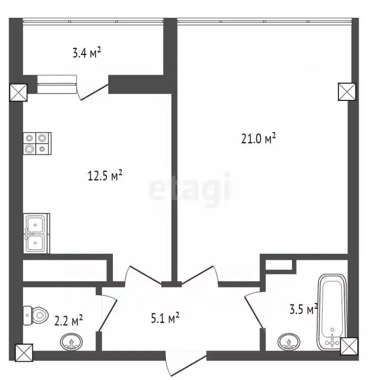 1-к кв. Ставропольский край, Пятигорск ул. Пестова (45.0 м) - Фото 1