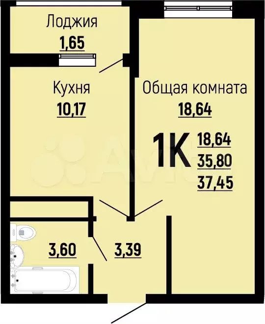 1-к. квартира, 37,5 м, 15/24 эт. - Фото 0