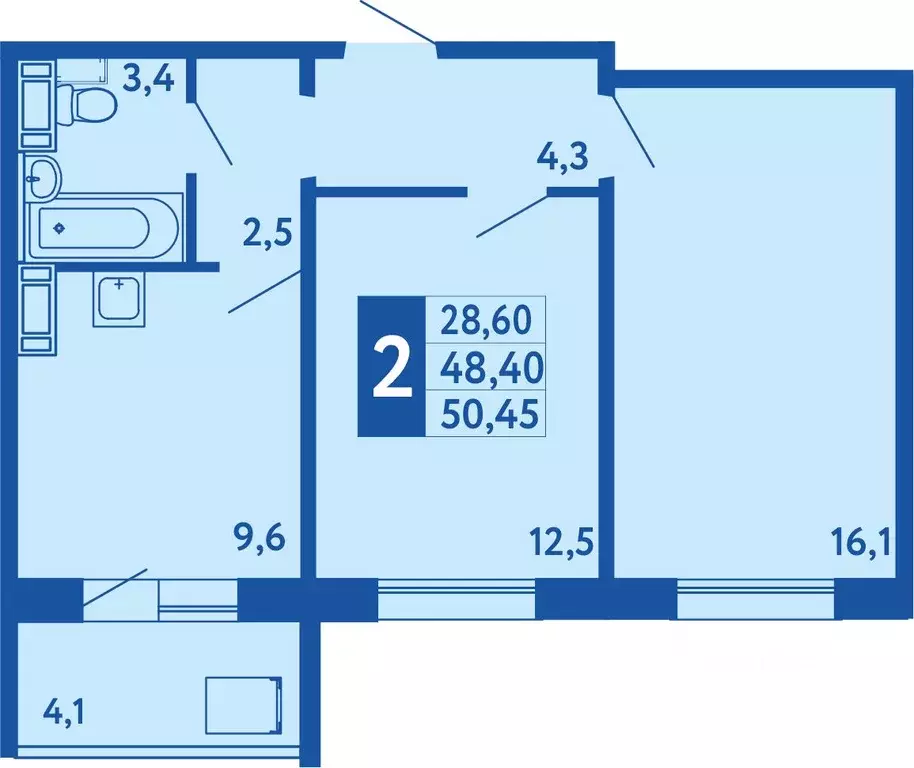 2-к кв. Башкортостан, Уфа Дема жилрайон, Новая Дема жилой комплекс ... - Фото 1