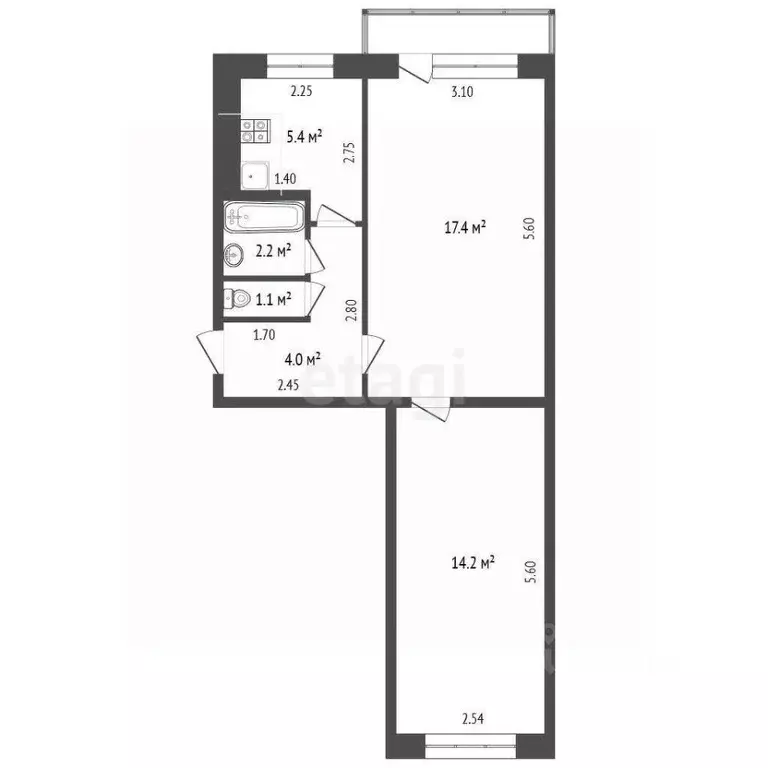 2-к кв. Кемеровская область, Березовский просп. Ленина, 30 (44.32 м) - Фото 2