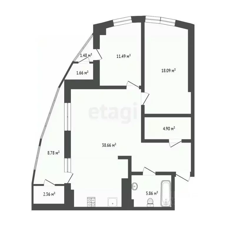 3-к кв. Тюменская область, Тюмень Орловская ул., 58 (78.4 м) - Фото 2