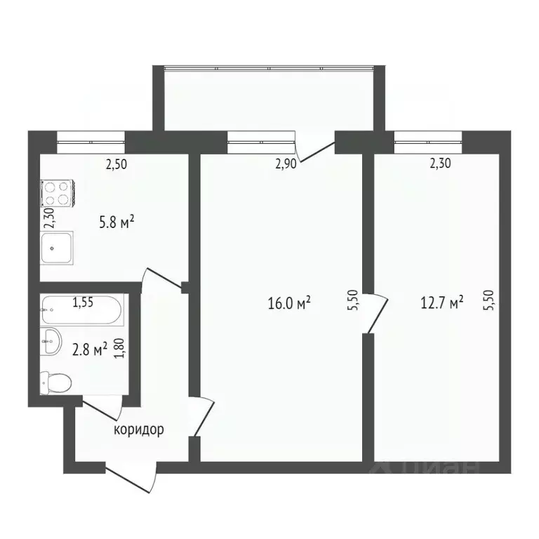 2-к кв. Севастополь ул. Надежды Краевой, 1 (42.0 м) - Фото 0