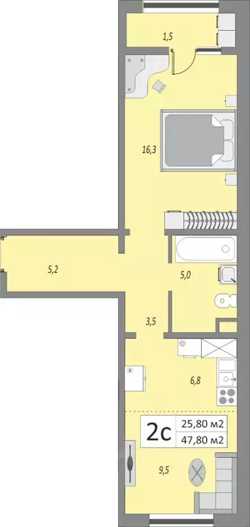 2-к кв. Оренбургская область, Оренбург ул. Юркина, 6 (47.8 м) - Фото 0