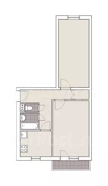 2-к. квартира, 50 м, 2/5 эт. - Фото 0