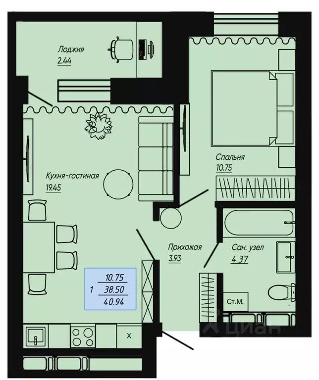 1-к кв. Волгоградская область, Волгоград пос. Ангарский, Клевер жилой ... - Фото 1