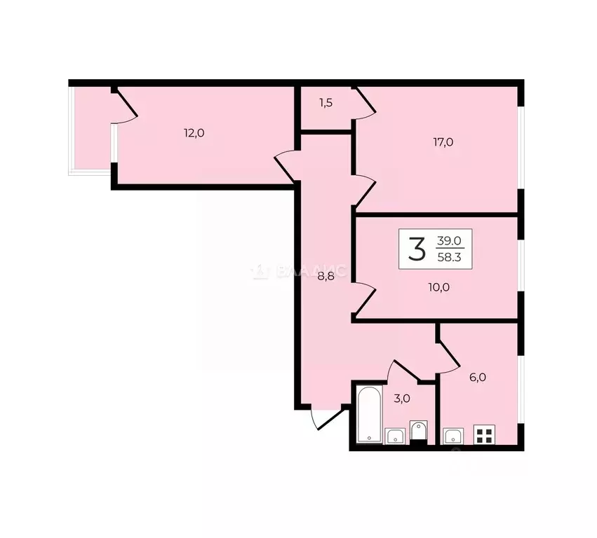 3-к кв. Москва ул. Красного Маяка, 13АК6 (58.3 м) - Фото 2