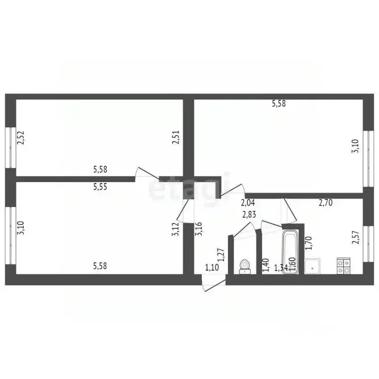 3-к кв. Башкортостан, Стерлитамак ул. Артема, 17 (62.7 м) - Фото 2