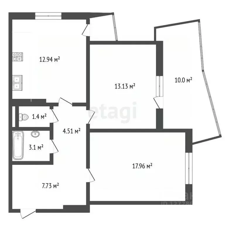 2-к кв. Калужская область, Калуга Анненки мкр, ул. Анненки, 38к1 (61.1 ... - Фото 2