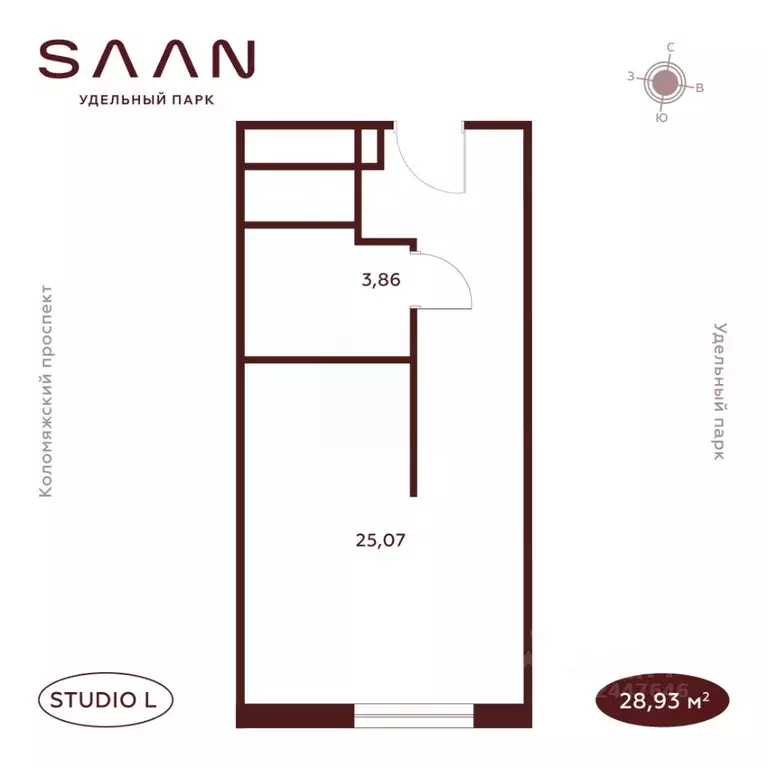 Студия Санкт-Петербург  (28.93 м) - Фото 2