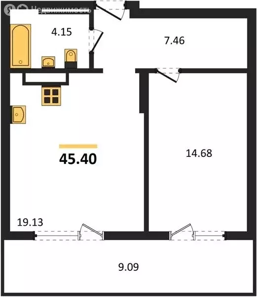 1-комнатная квартира: Новосибирск, улица Королёва, 17А (45 м) - Фото 0