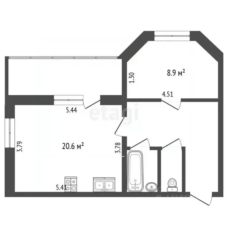 1-к кв. Белгородская область, Белгород ул. 3-го Интернационала (48.0 ... - Фото 2