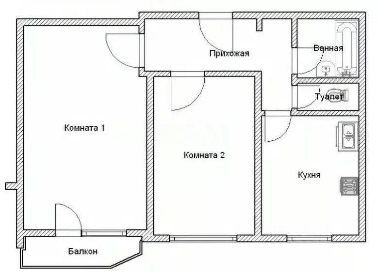 2-к кв. Курская область, Курск ул. Энгельса, 158к2 (51.3 м) - Фото 2