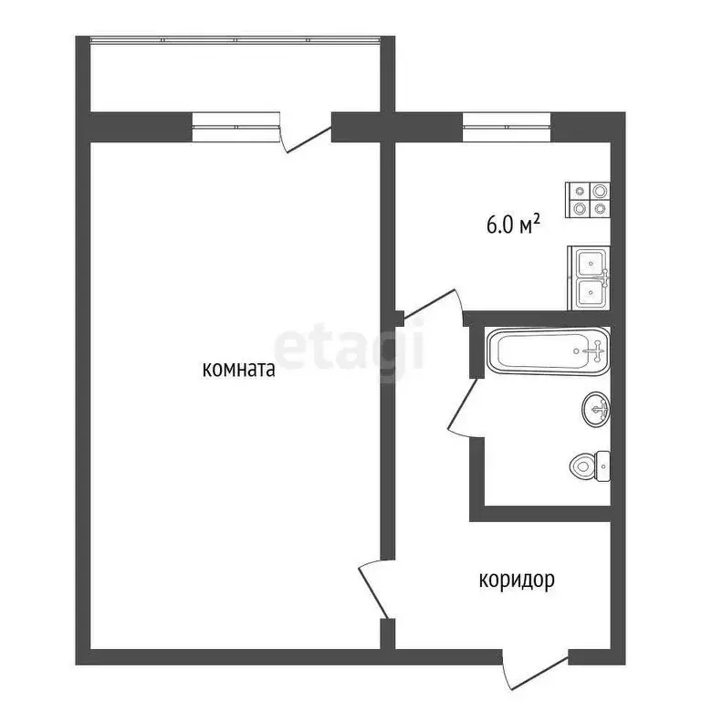 1-комнатная квартира: Елизово, улица Ленина, 34 (32.7 м) - Фото 0
