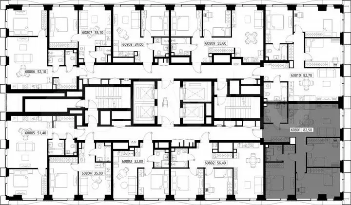 3-к. квартира, 82,5м, 8/48эт. - Фото 1