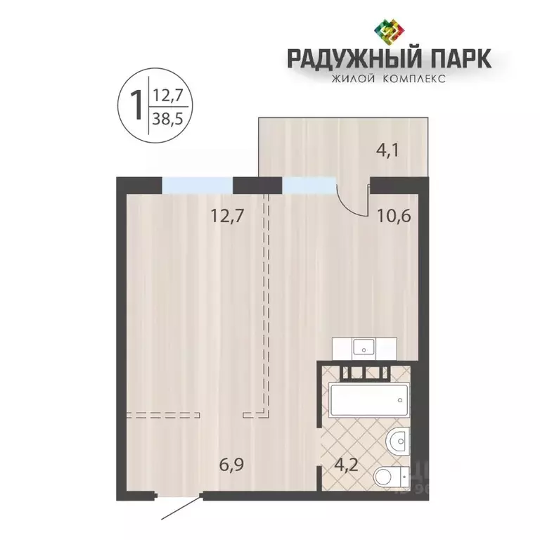 1-к кв. Иркутская область, Иркутск ул. Костычева (38.5 м) - Фото 1